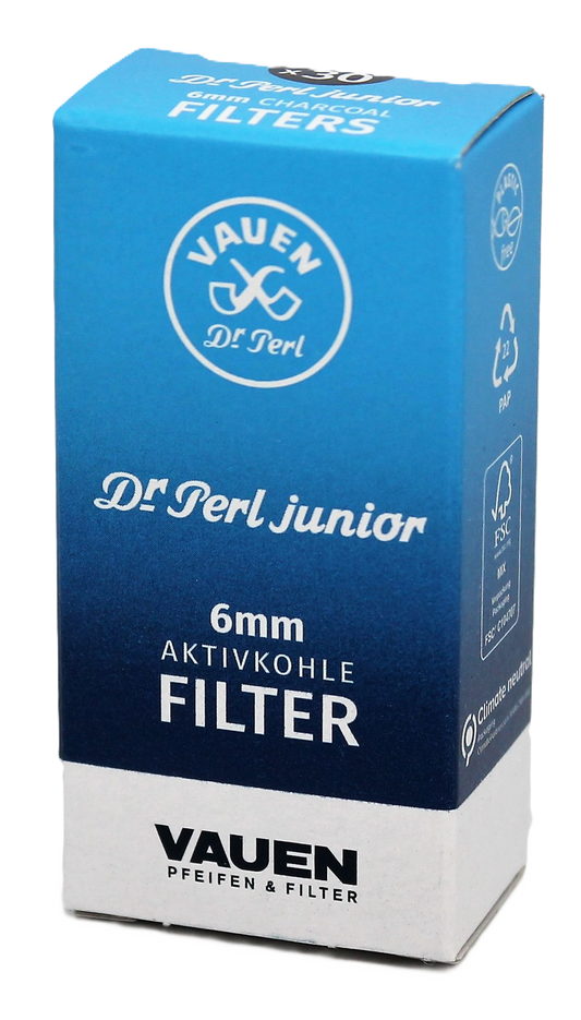 Vauen Pfeifenfilter Dr. Perl Junior Aktivkohlefilter mit 2 Keramikkappen; 6mm