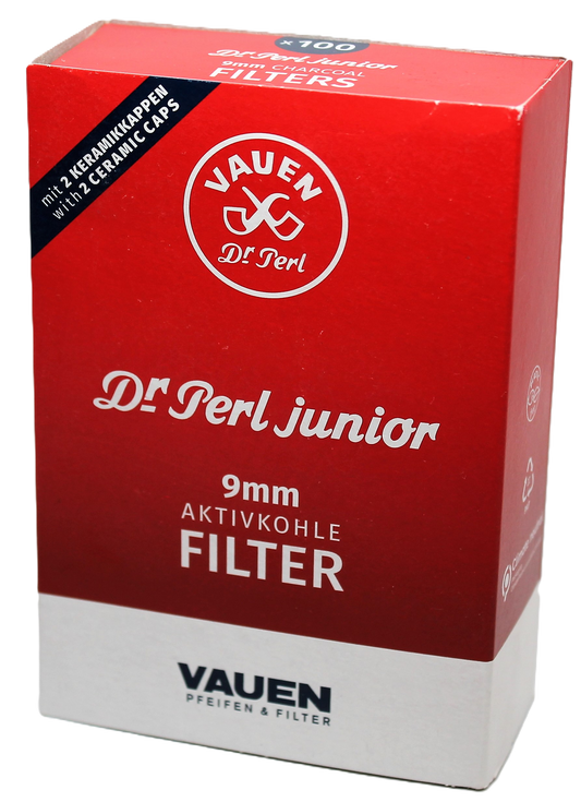 Vauen Pfeifenfilter Dr. Perl Junior 100er Aktivkohlefilter mit 2 Keramikkappen; 9mm