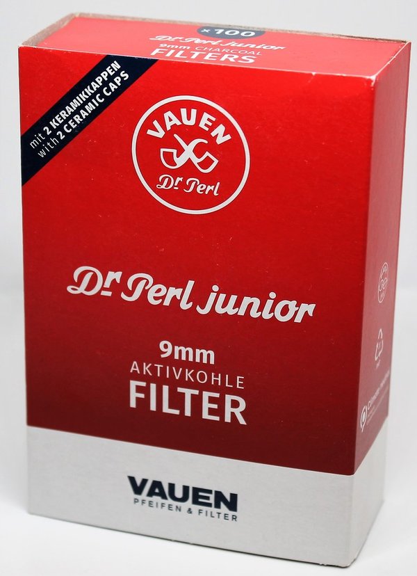 Vauen Pfeifenfilter Dr. Perl Junior 100er Aktivkohlefilter mit 2 Keramikkappen; 9mm